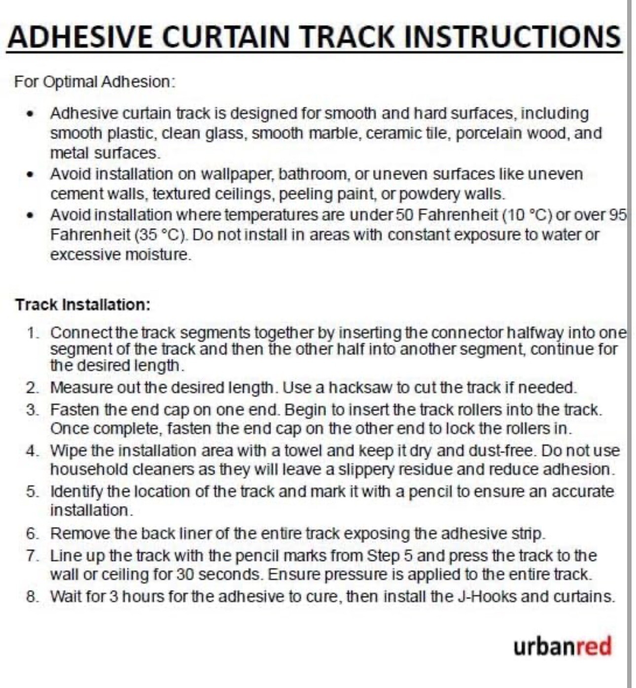 UrbanRed Self Adhesive Ceiling Or Wall Curtain Track (16.4 FT, 5 Meters)