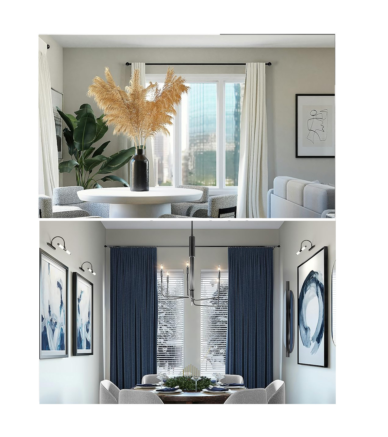 For Window size 36″-62″ in long Matte Black metal Window Curtain Rod post holder