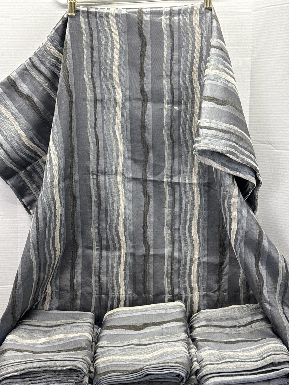 Veratex Curtains Rod Pocket 42“ X 63“ Four Panels Shades Of Gray & Tan