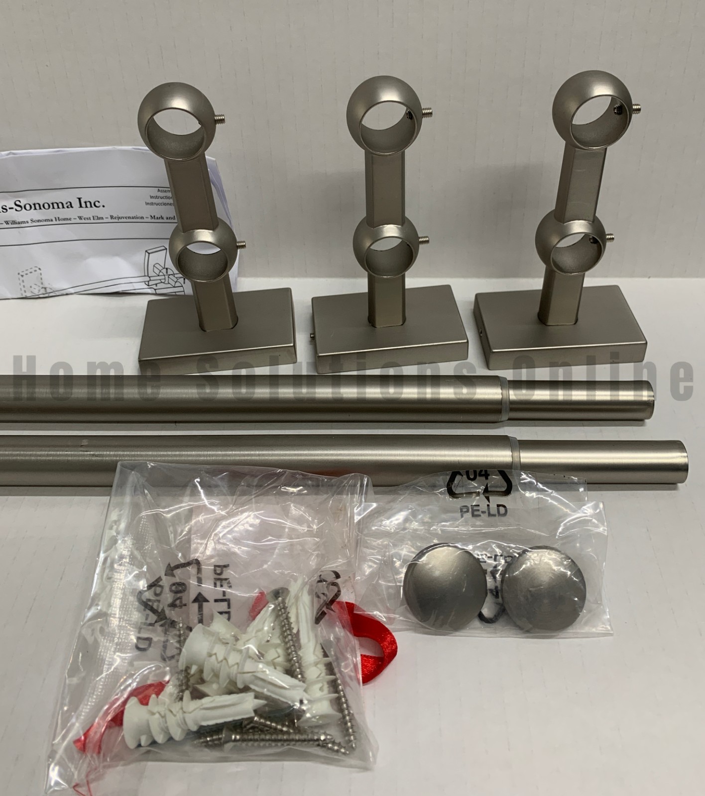Pottery Barn Standard Double Curtain Rod Wall Bracket Pewter 24-48 0.75″ #2000