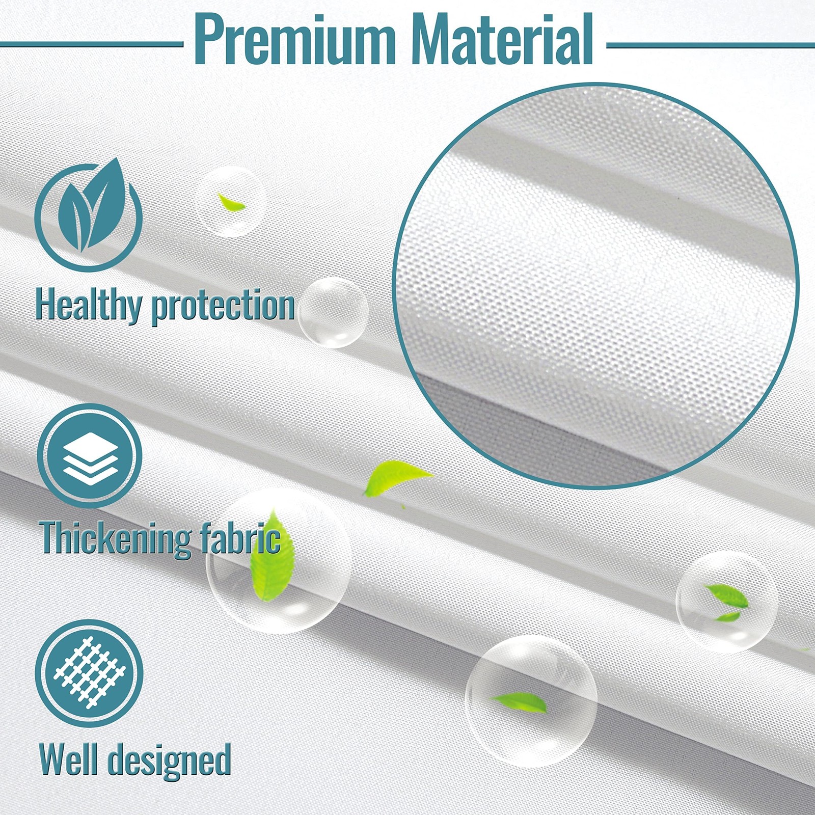 Conbo Mio 2 Pack Hotel Fabric Snap in Shower 70″W x 54″L (Pack of 2), White