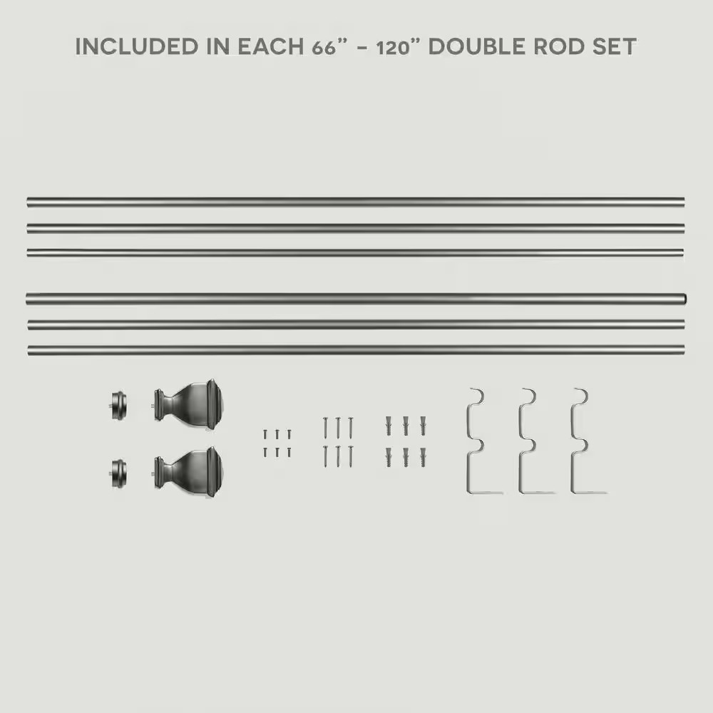 Napoleon 66 In. – 120 In. Adjustable 3/4 In. Double Curtain Rod Kit in Gold with