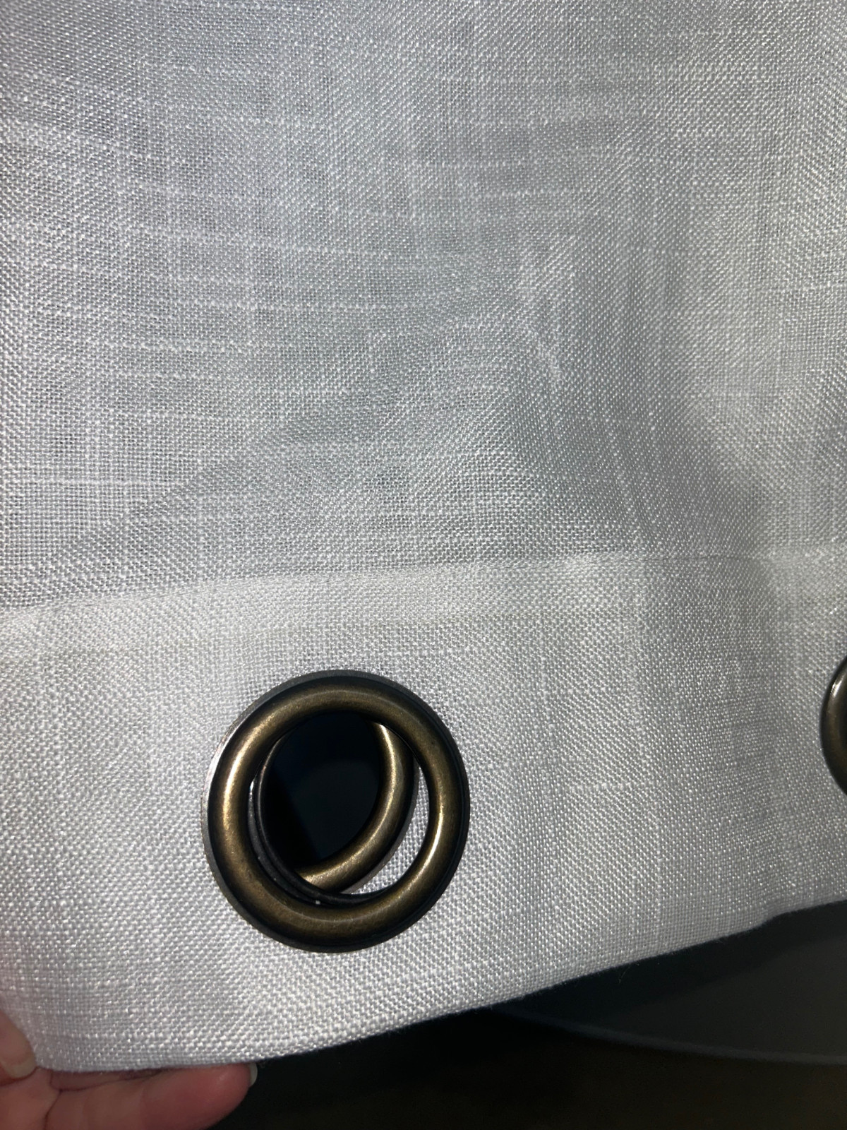 Voilybird Palma Linen Semi Sheer off white 96 inch curtain set bronze grommet t