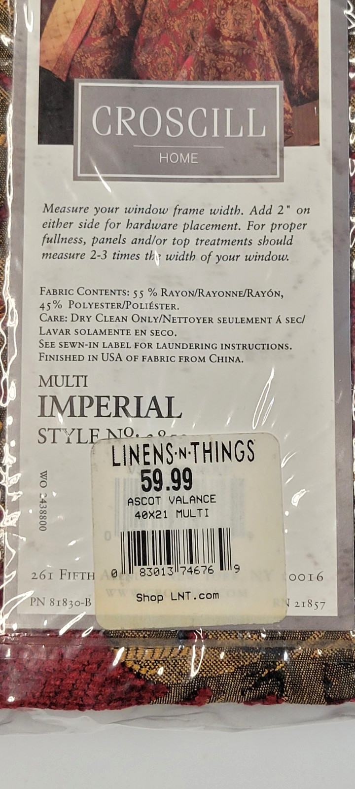 Croscill Imperial ( 1 ) Ascot Valance 40×21 Red w/ Gold Tassel PLS READ Multi