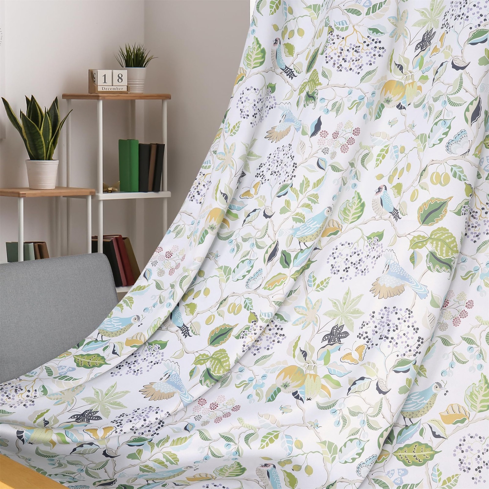 Farmhouse Blackout Curtains for Bedroom Balcony, Lifelike Birds and Flowers W…