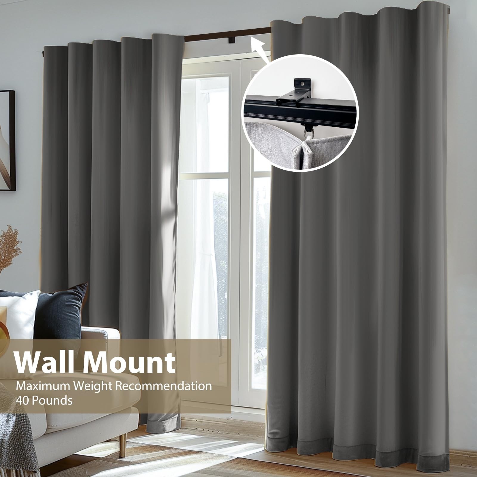 Ceiling Curtain Track Ceiling and Wall Mounted Heavy-Duty Curtains Rails Room…