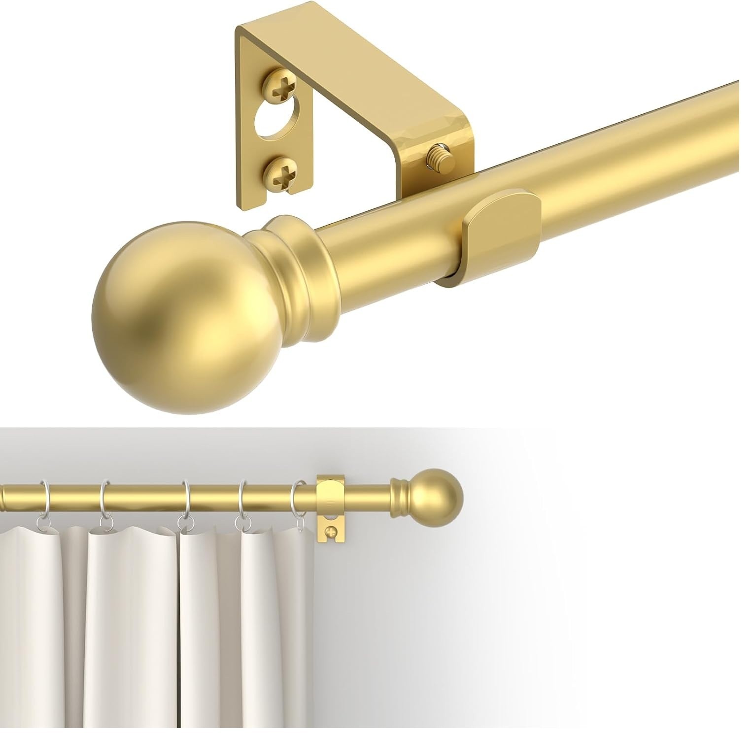 Curtain Rods for windows 32-48 inch, 5/8 inch Decorative Gold Splicing HeavyDuty