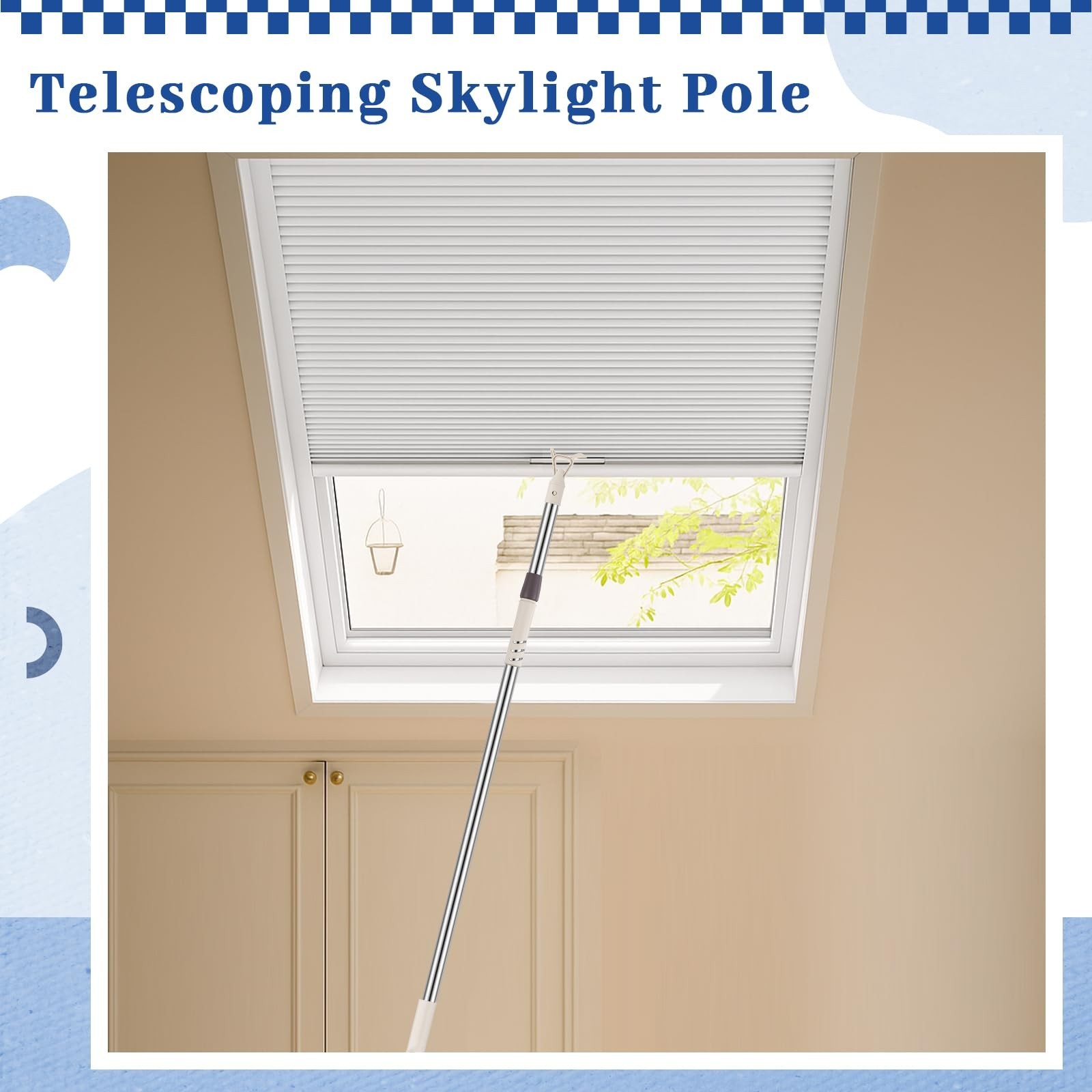 Reallnaive 1 Pack Telescoping Skylight Pole with Hook up 47 to 98 Inch Wand f…