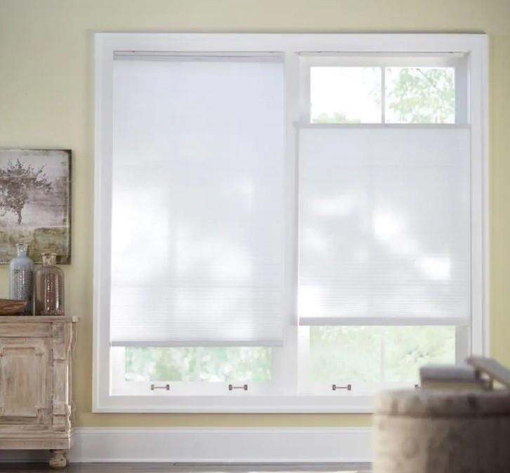 Snow Drift White Top Down Bottom Up Light Filtering Cellular Shade 34.75″W x 48″