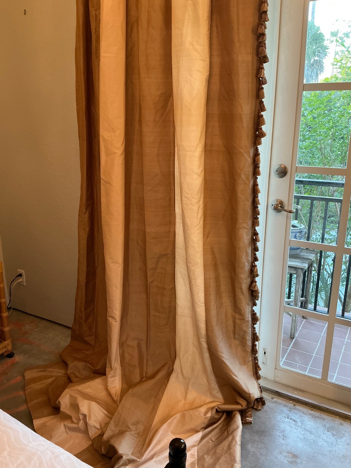 SILK Custom Lined Left DRAPERY PANEL 127” H by 51” W Pleated/Tassels #3