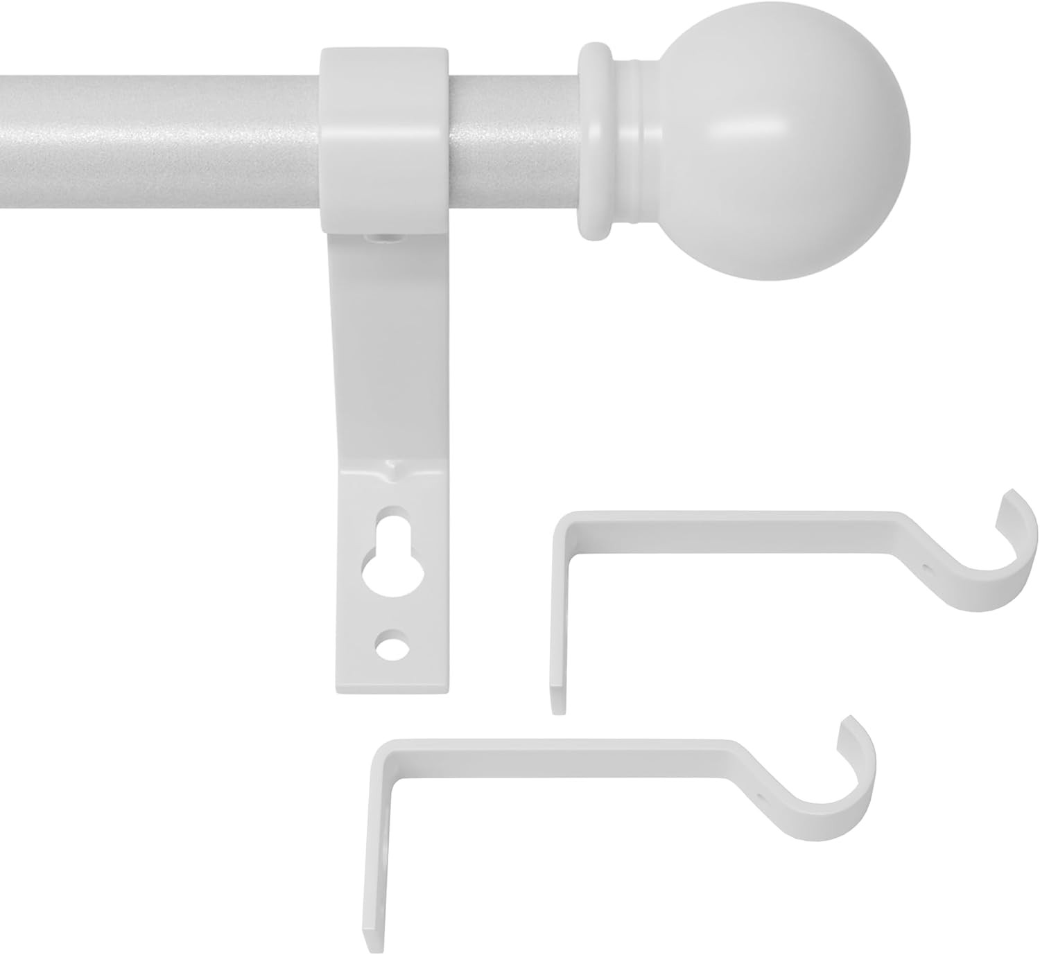 White Curtain Rods for Windows 66 to 120, Adjustable Long Drape Rod