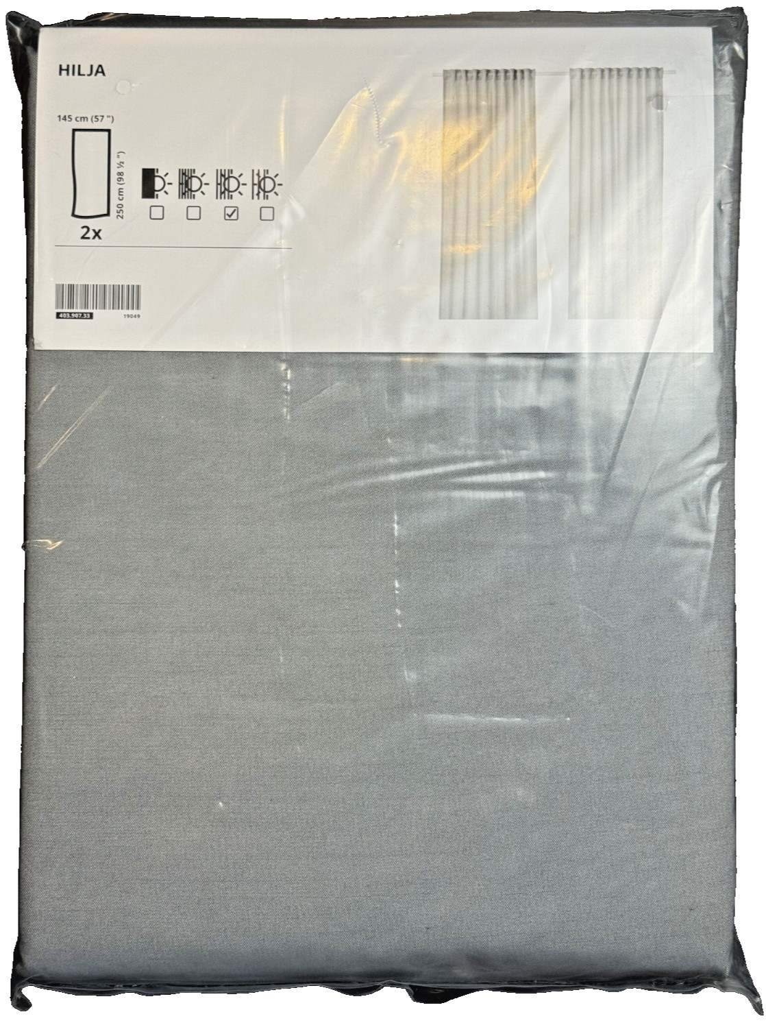 IKEA HILJA Curtains 1 Pair Gray w/ Heading Tape 57 x 98 1/2” 403.907.33 – NEW