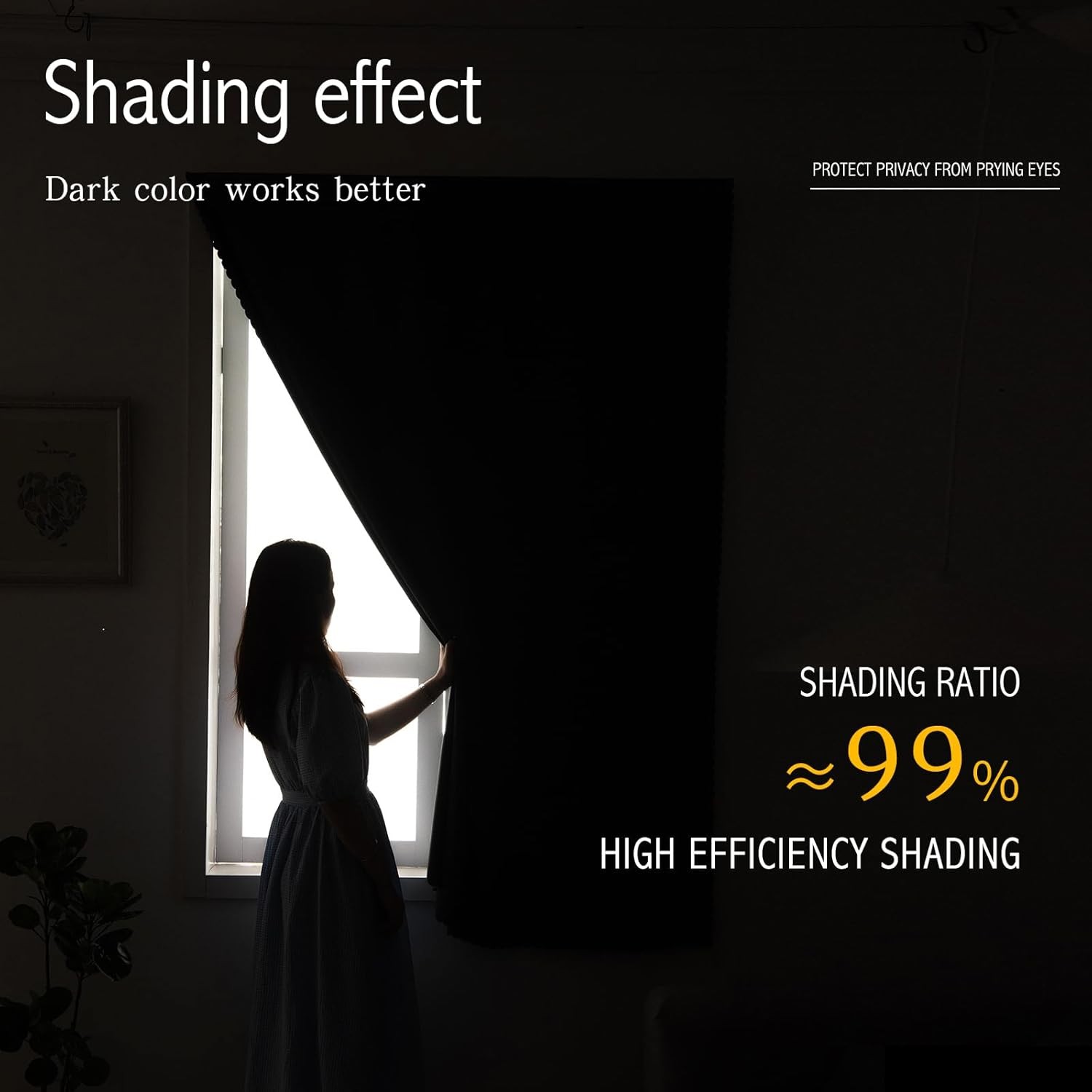 Self Stick Blackout Curtains 35×59″ Black 1 Panel No Rod Bedroom Living Room