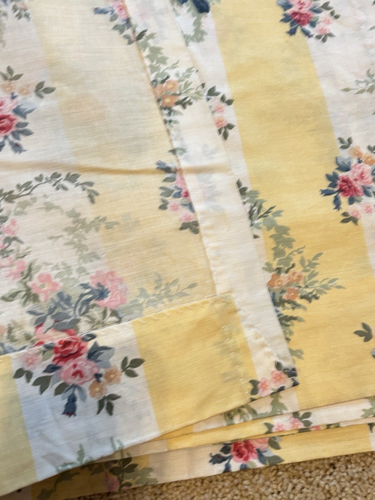 4pc Laura Ashley Isabelle Rose Window Panel Pair Attached Valance Shabby Cottage