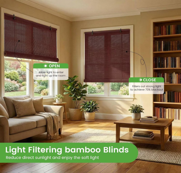 Bamboo Blinds Roller Shades for Windows Bamboo Shades for Indoor and Outdoor Pat