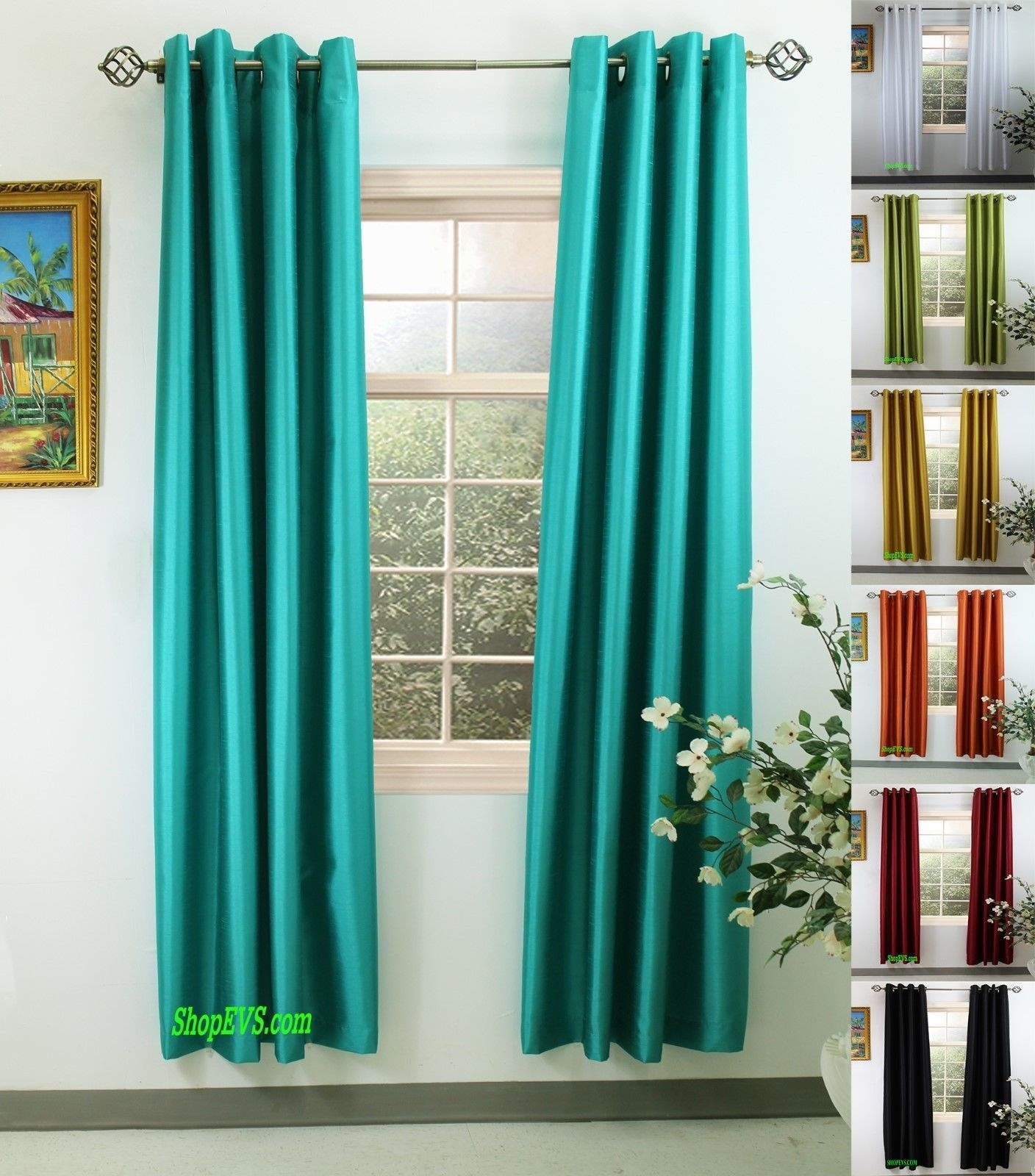Tribeca Faux Silk Window Curtain Panel with 8 Grommets, Size 56″ X 84″, By THF
