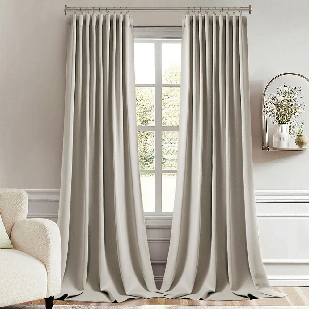 MIULEE Stone Back Tab Blackout Curtains 120 Inch Long 2 Panels Set