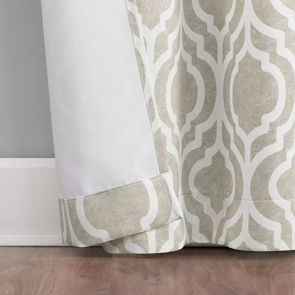 Eldon Trellis Print Taupe Polyester 40 In. W X 84 In. L Grommet Blackout Curtain