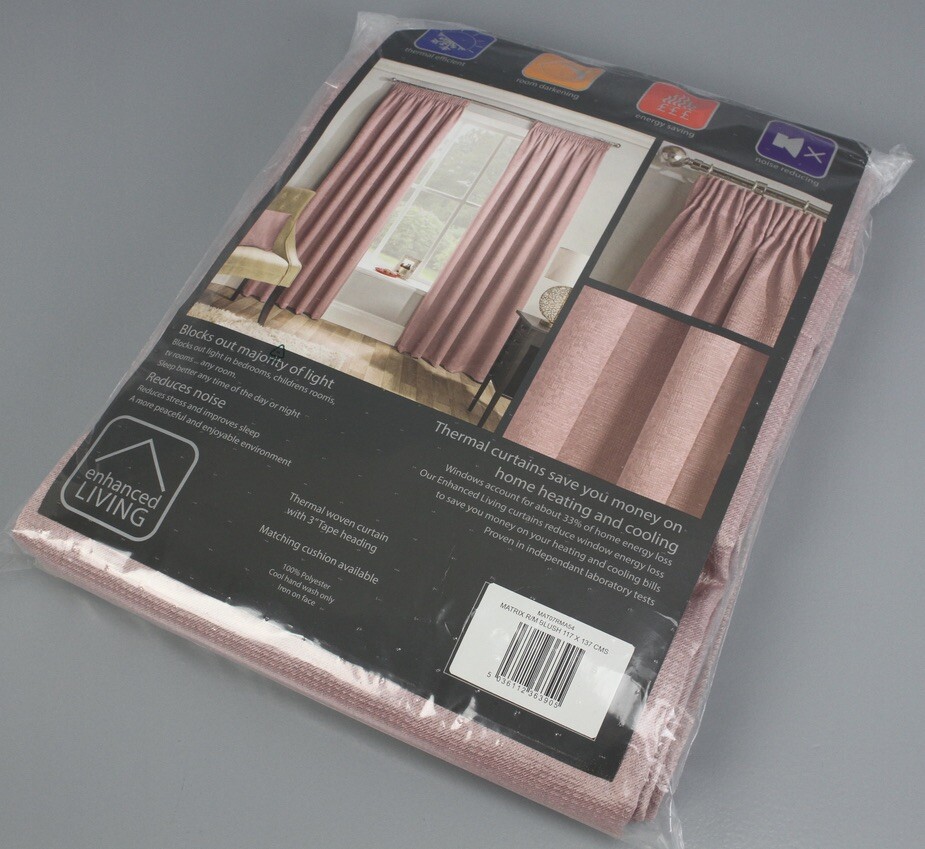Enhanced Living Curtain Pair Opaque 117x137cm Curling Ribbon Rose Matrix B14-54