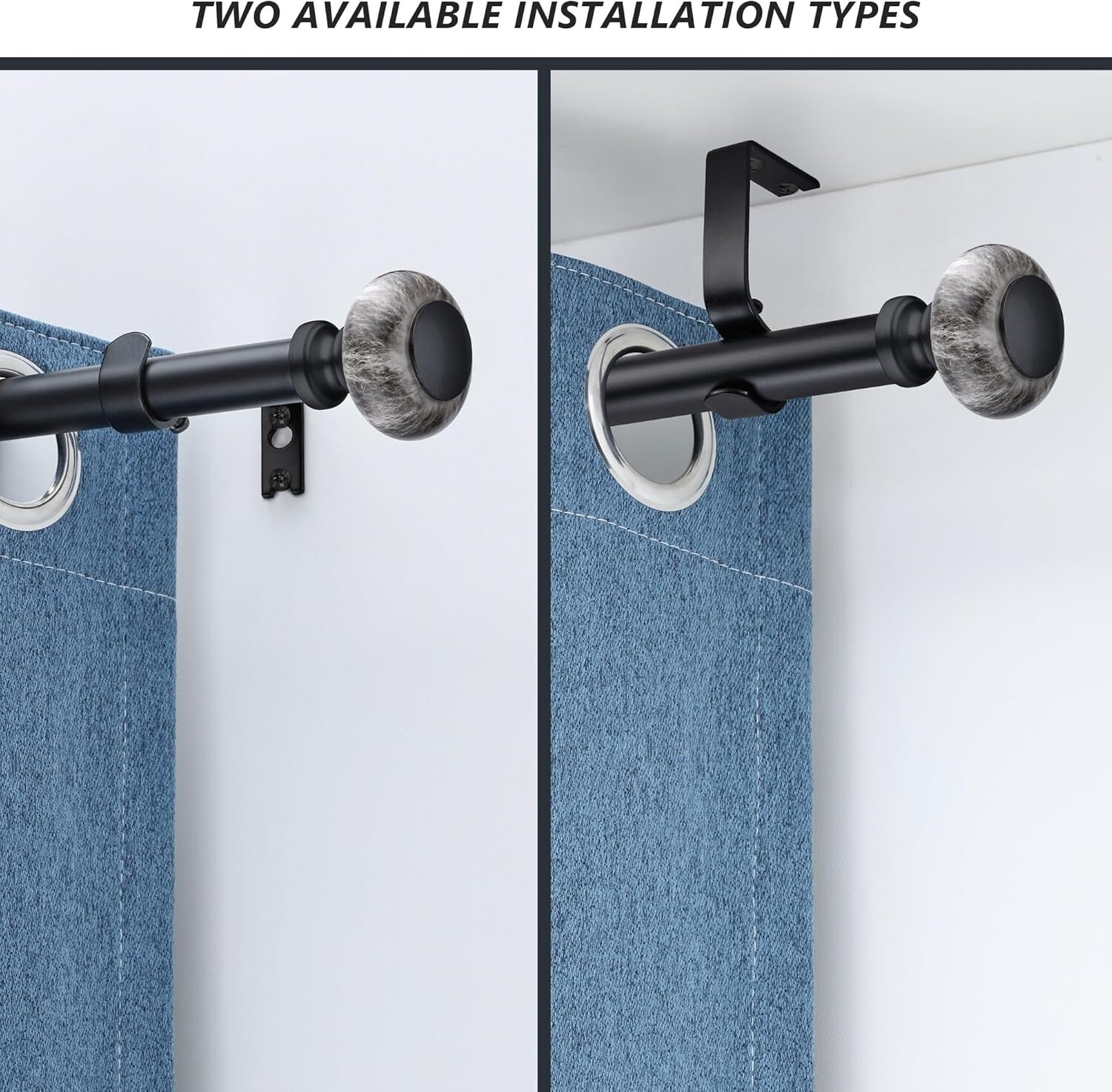 Black Curtain Rods for Windows 28 to 48 Inches, Adjustable Heavy Duty Rods.