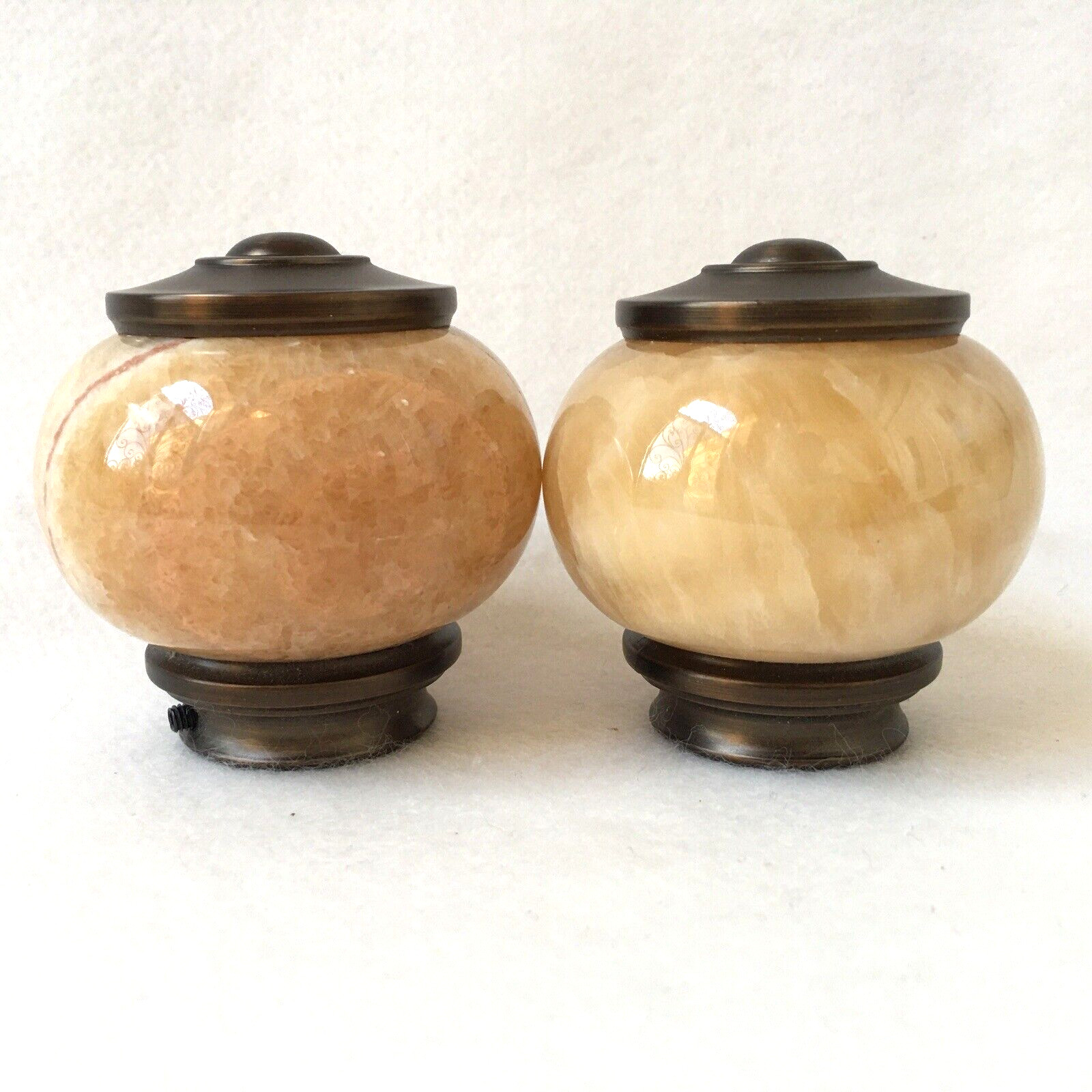 2 Vintage Gold Natural Marble Knob Finial for 1 1/8″ Ends of Curtain Rods H-282