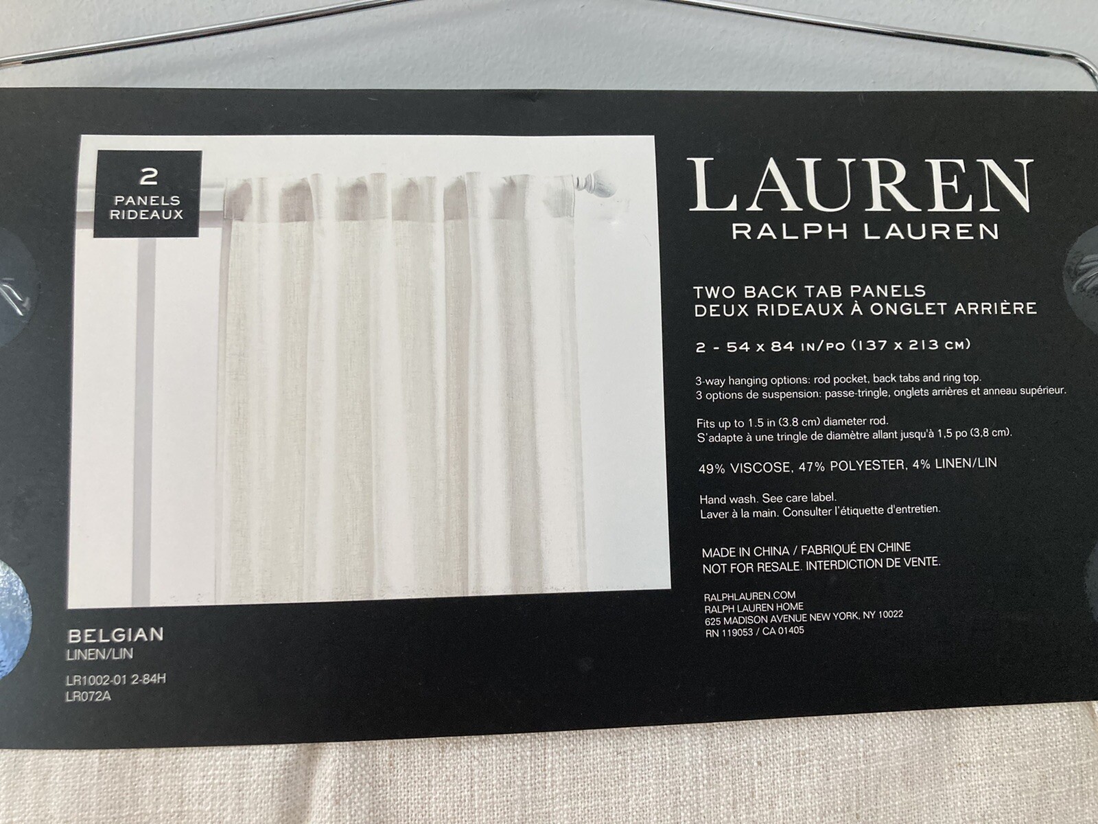 2 Ralph Lauren Back Tab Panels Curtains Belgian Linen Natural Beige 54″ x 84″