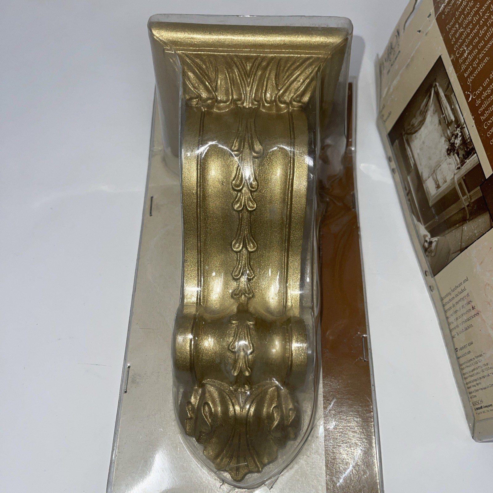 Set 2 kirsch gold Elegant Ornate decorative sconce Rod Holder 8×3.5in Approx New