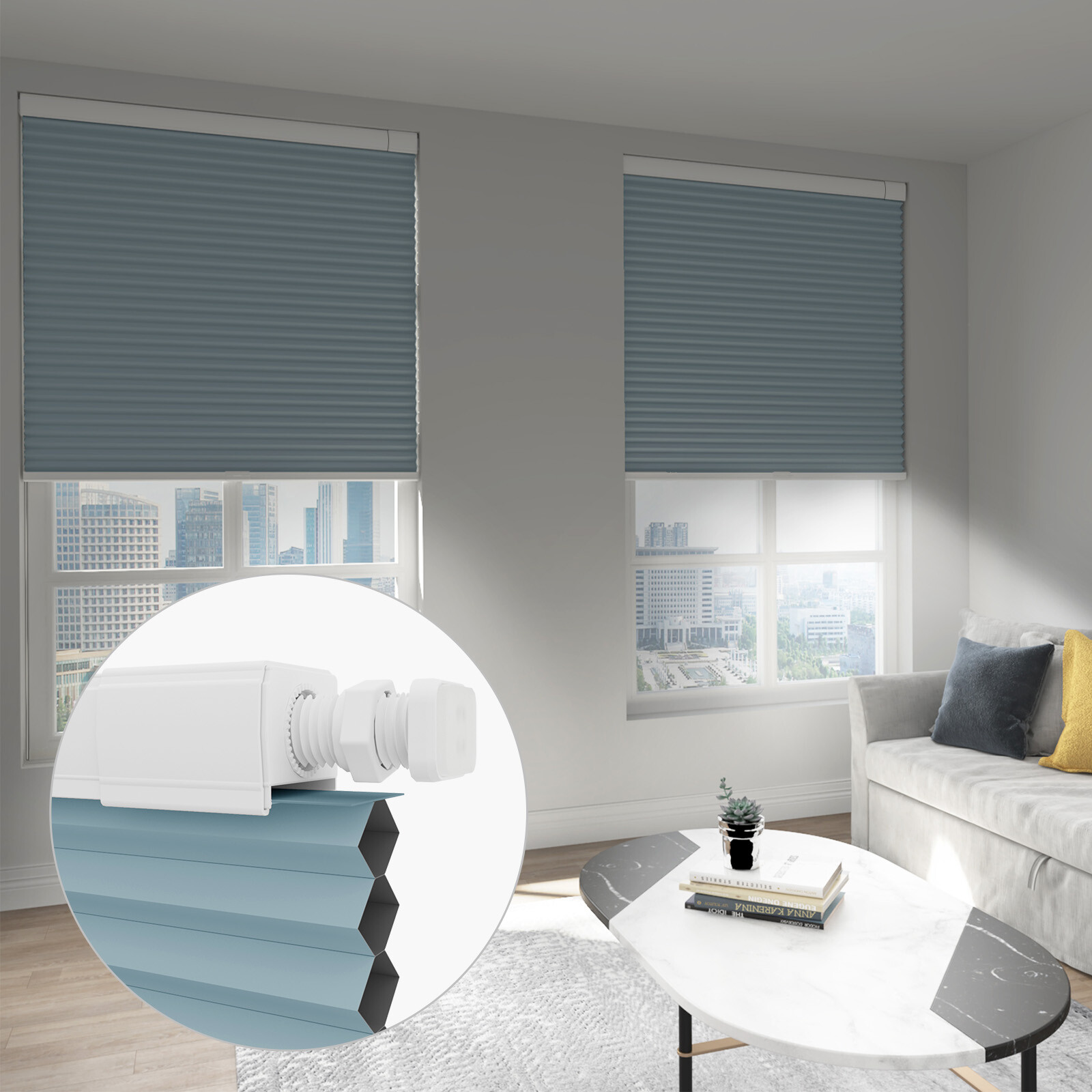 Blackout 1.5” Cellular Shades Honeycombs for Window No Drill No Tools Cordless