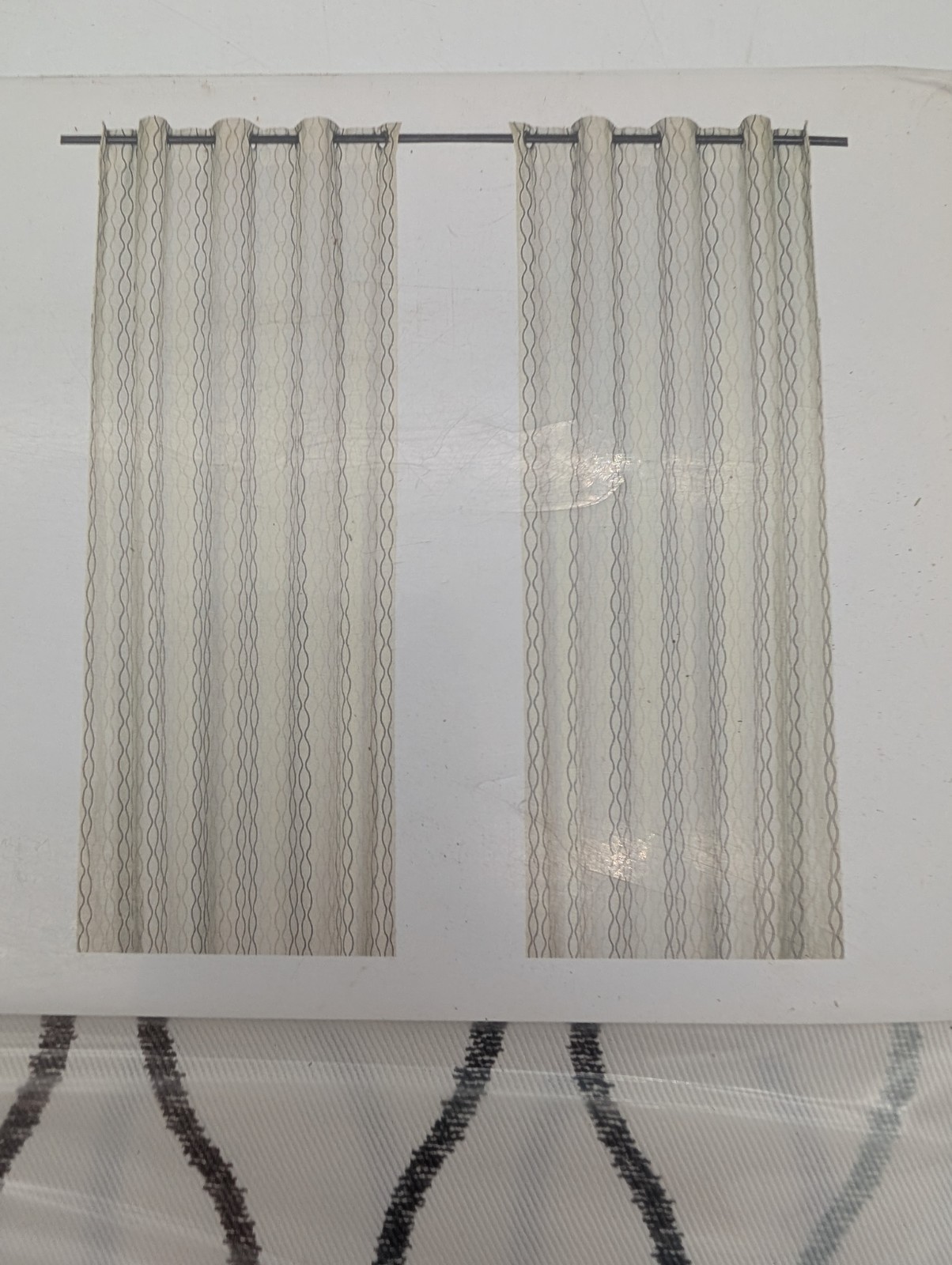 NEW & SEALED! IKEA Henny Rand (x2) Curtain Panels 57″ x 98″ Geometric 403.157.10