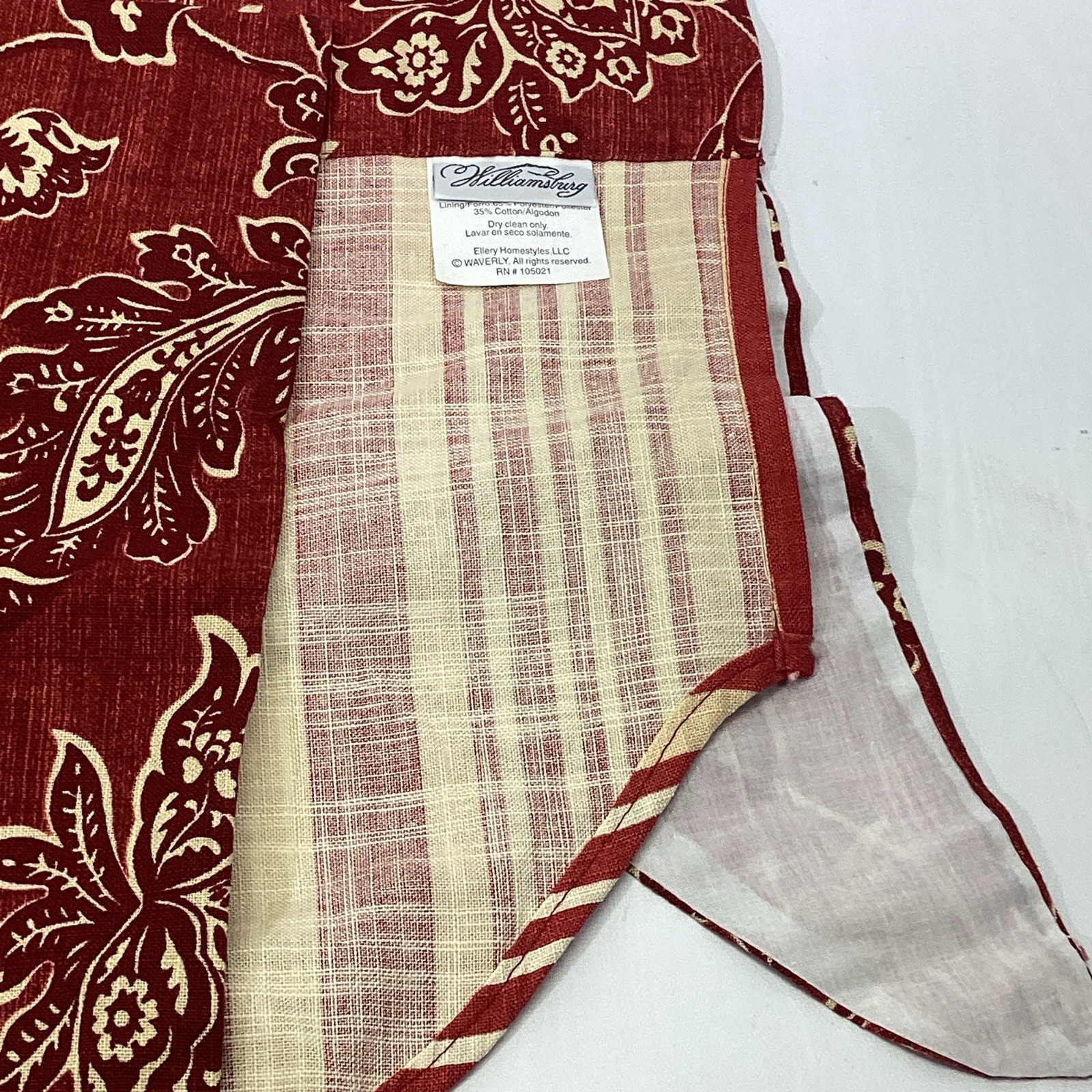 NEW Waverly Williamsburg Deep Ruby Tiered Scalloped Valance Red Gold 52 x 18