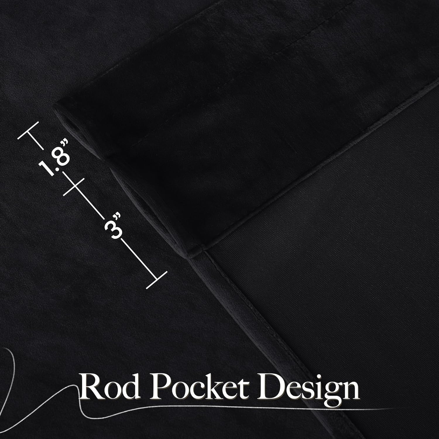 Black Velvet Valance Curtains for Windows 18 Inch Length, Kitchen Window Treatme