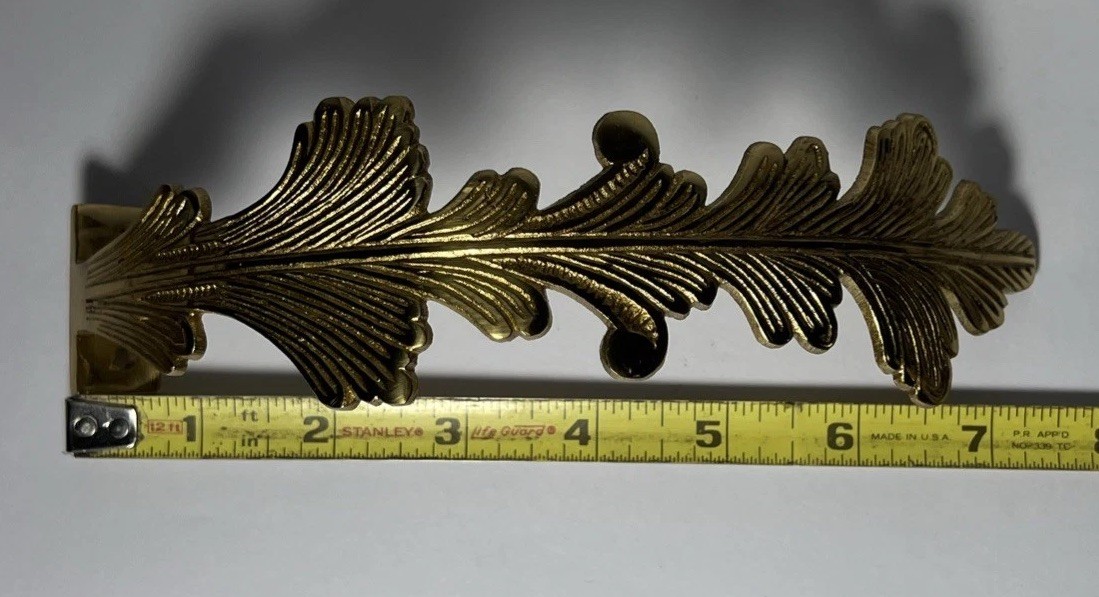 Brass Leaf Curtain Tiebacks 9” Length Single Item Only (Multiple Available) NOS