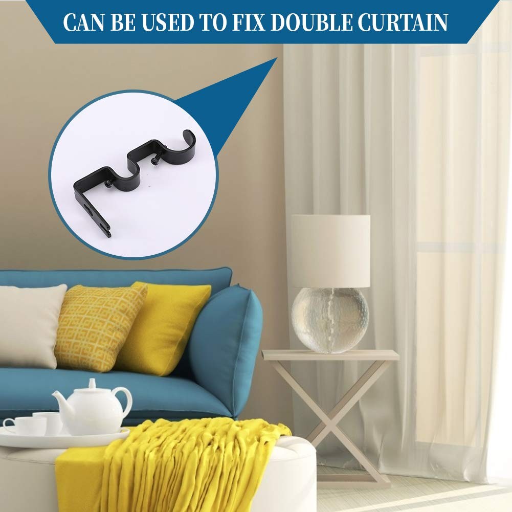Anndason Heavy Duty Double Curtain Rod Brackets, 1″ & 5/8″ Inch Rod Holders (…