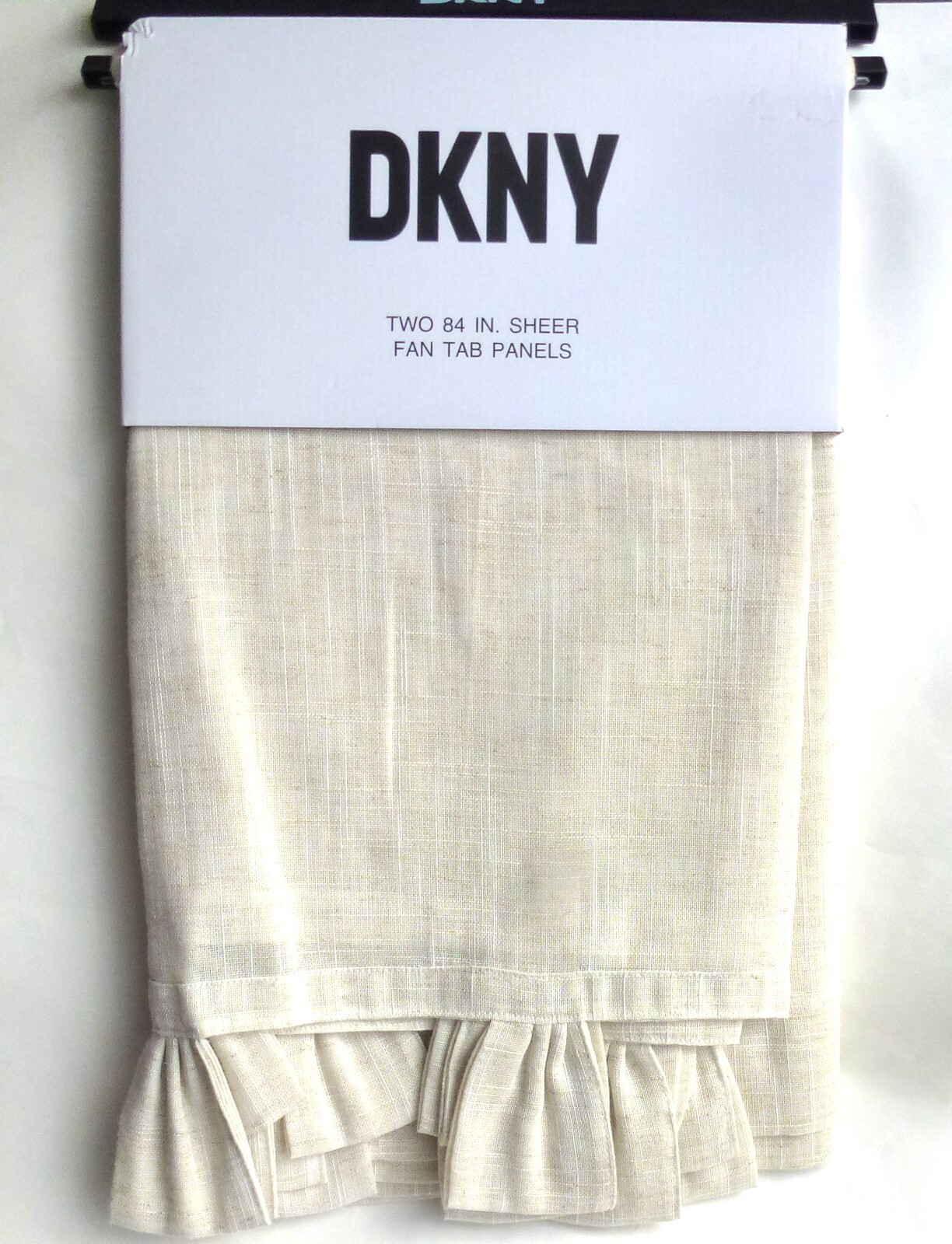 DKNY 2pc Classic Linen WINDOW CURTAIN PANELS Natural Beige Fan Tab 50″x 84″