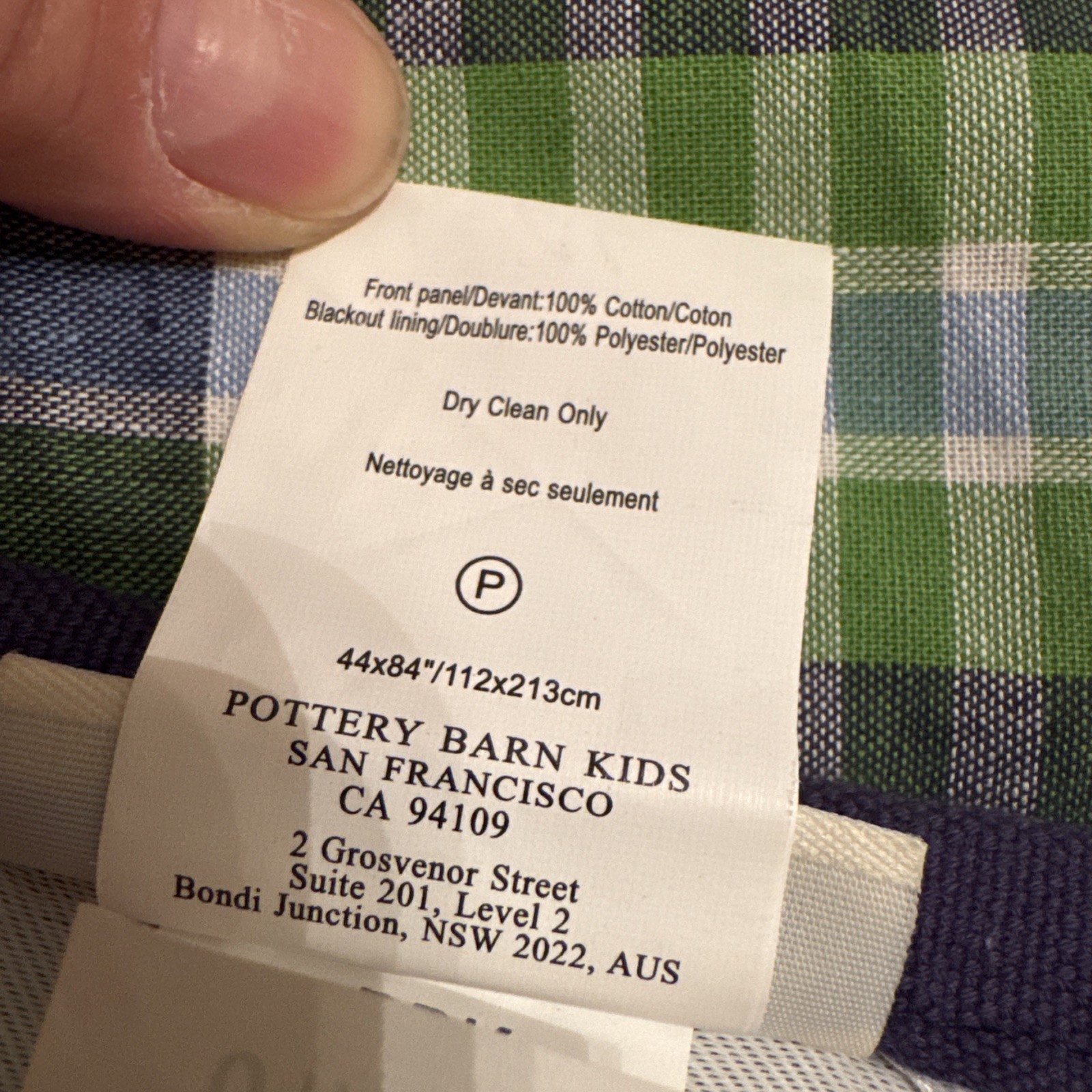 Pottery Barn Kids Madras Cotton Plaid Blackout Curtains Set (2 Panels) 44”x 84”