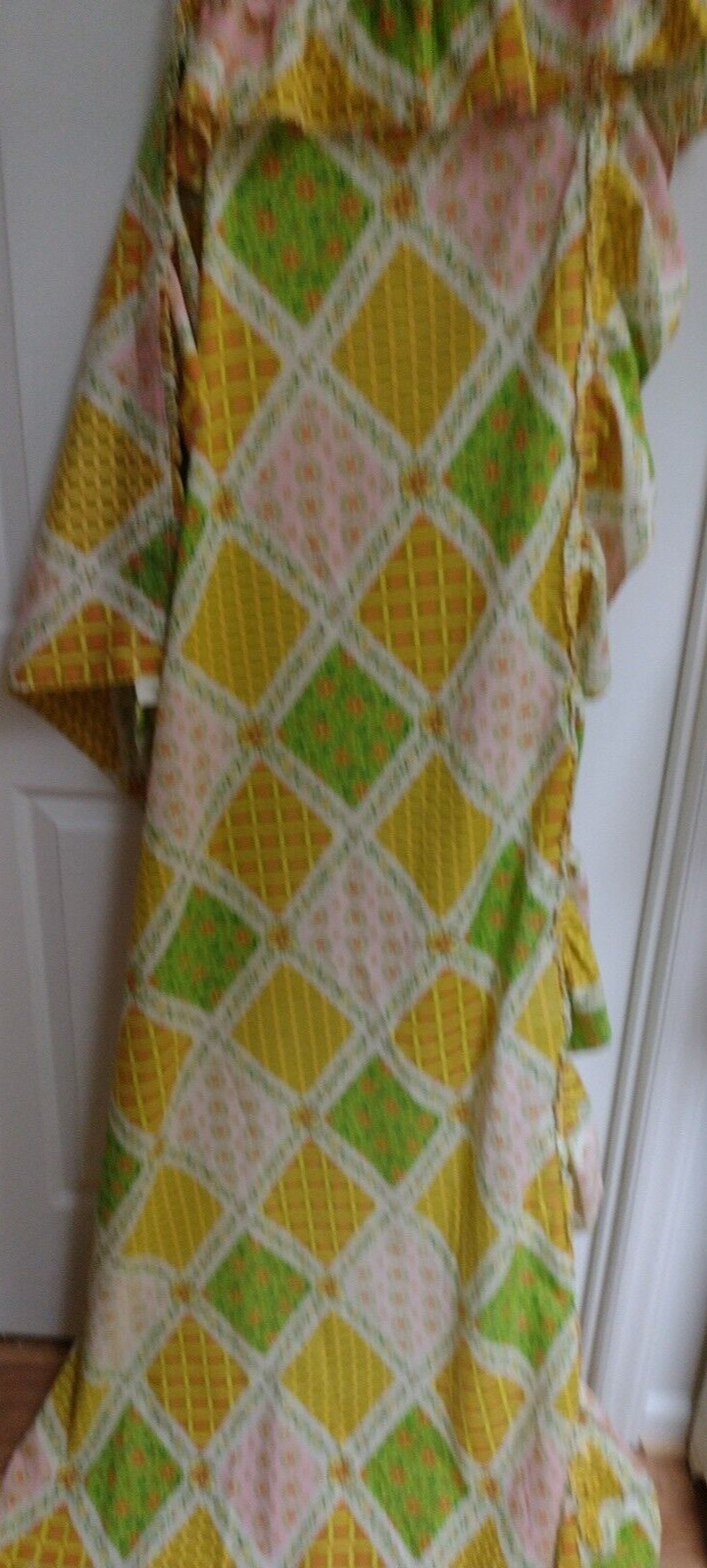 Vintage 1980’s Patch Style Fabric One Curtain Panel Ruffled /Rod Pocket Patches