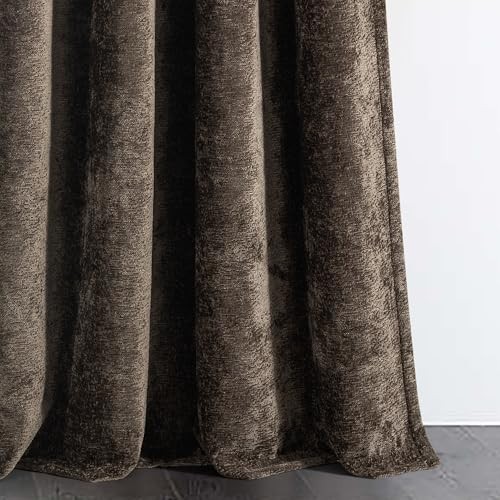 – Curtain, Single Velvet Chenille Window 52″W x 84″L (Pack of 1) Aspen Brown