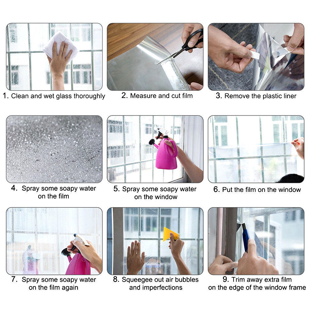 Security Window Film Clear Self-Adhesive Anti Shatter Glass UV Protection 4/8Mil
