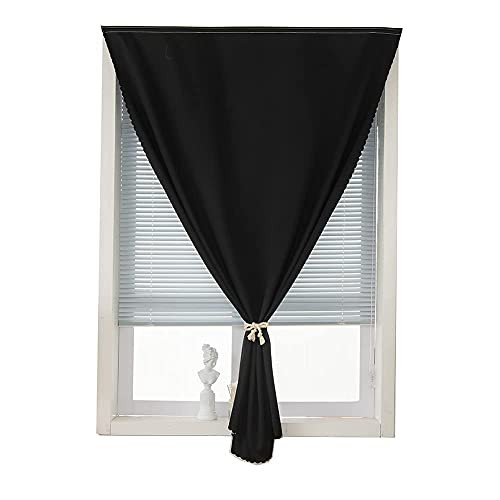 Autohesion Curtains for Windows,Bedroomout 35″W x 48″L (Pack of 1) Black