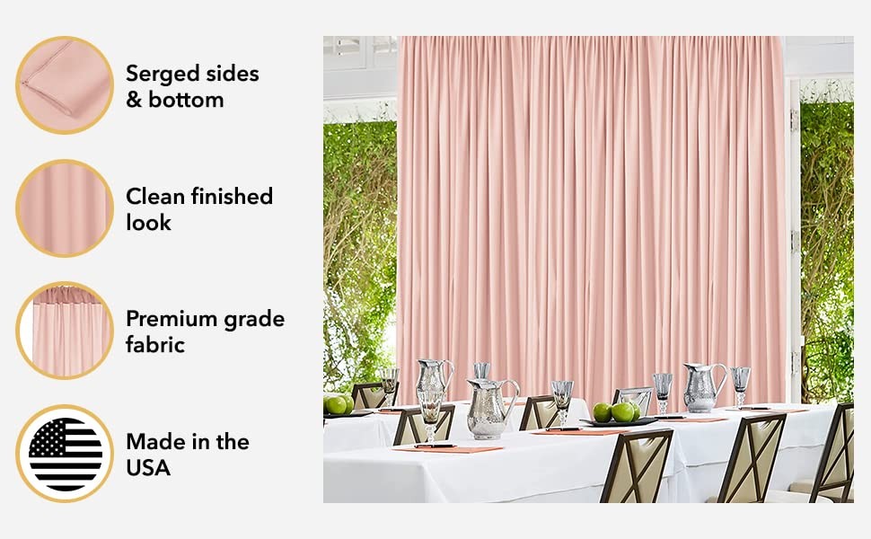 AK Trading Co. Backdrop Drapes 10 ft x 8 ft Olive Green Polyester Curtains