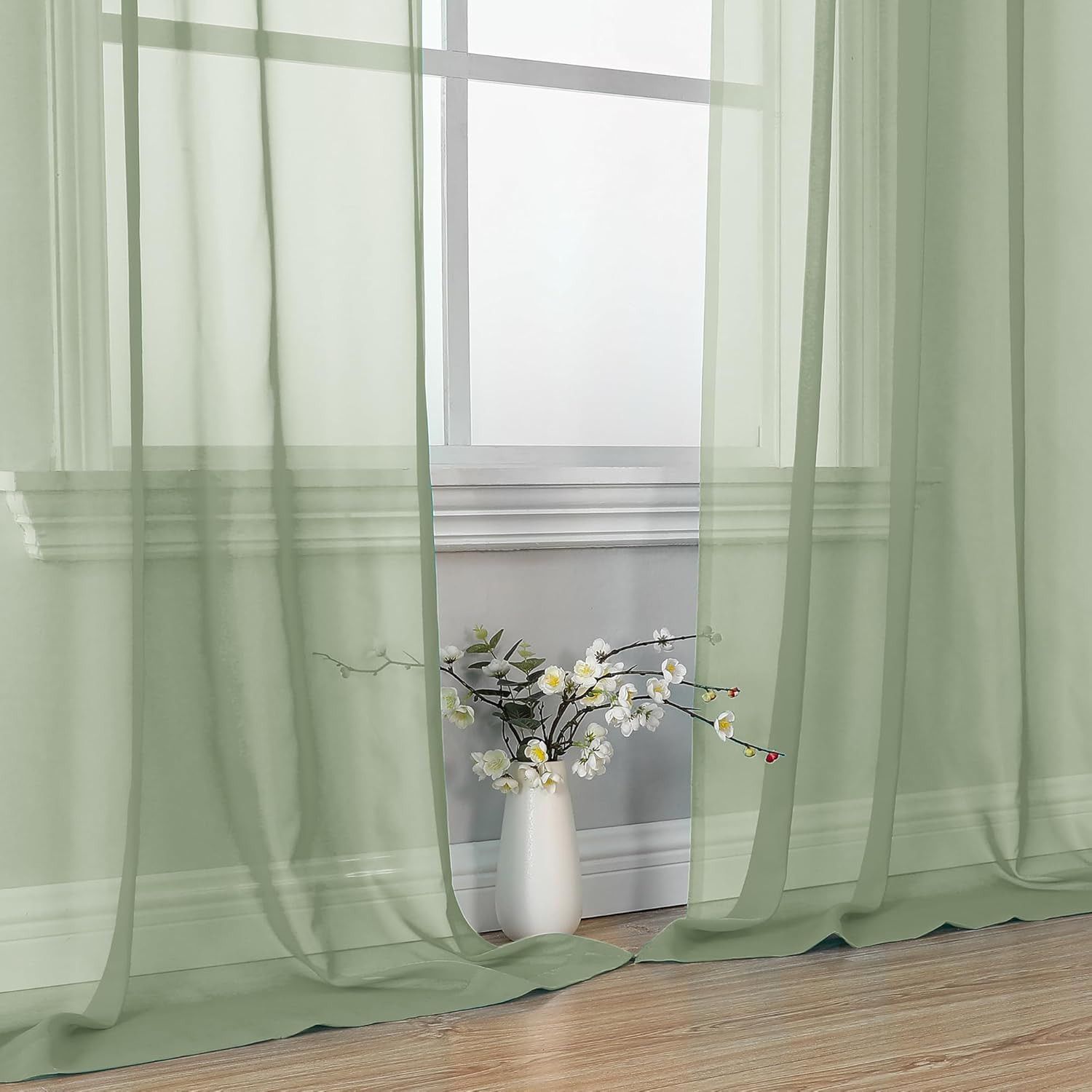 Bedroom Curtains 2 Panel Sets 84″ Inch Length – Transparent Light Weight Soft Wi