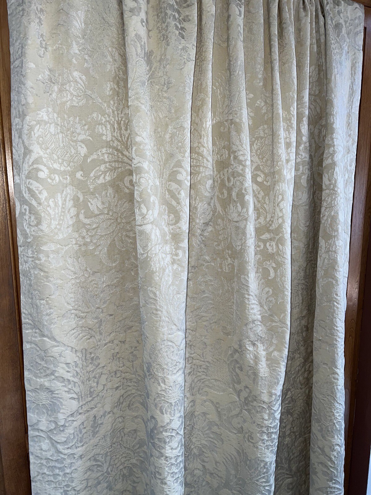 FABULOUS ROBERT ALLEN BEIGE JACQUARD DRAPES~TONE ON TONE~50” X 88”L
