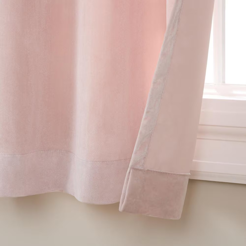 Velvet Blush Solid Light Filtering Triple Pinch Pleat / Hidden Tab Curtain, 27 I
