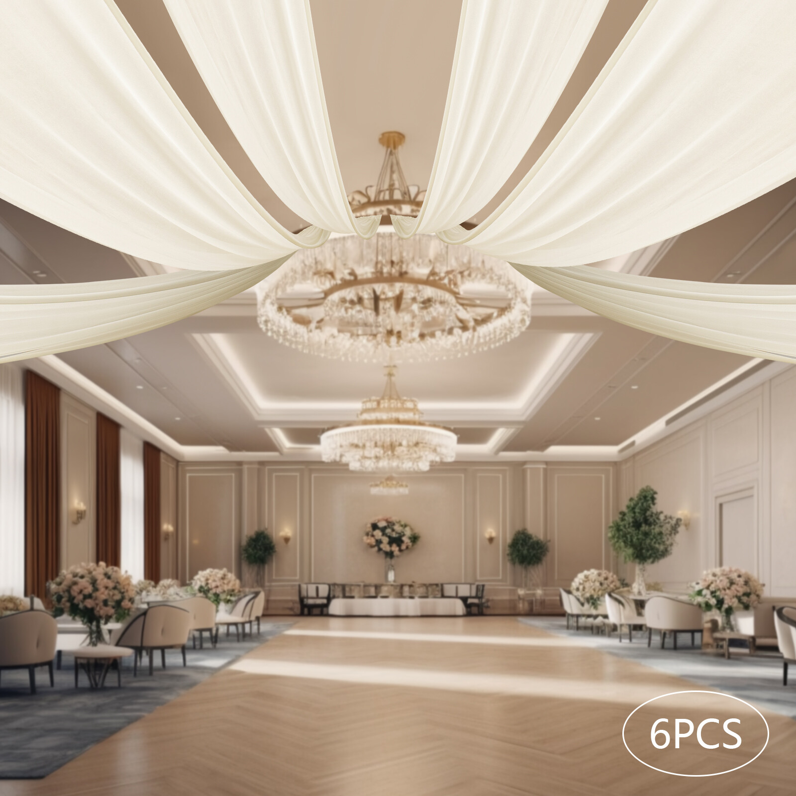 6PCS 5x30FT Ceiling Drapes Ceiling Draping Backdrop Curtains for Party Wedding