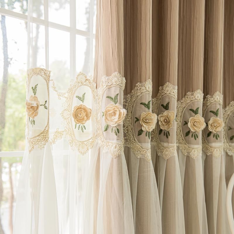 1PC Cloth and Yarn Integration Curtains,Home Curtains Blackout,Suitable for b…