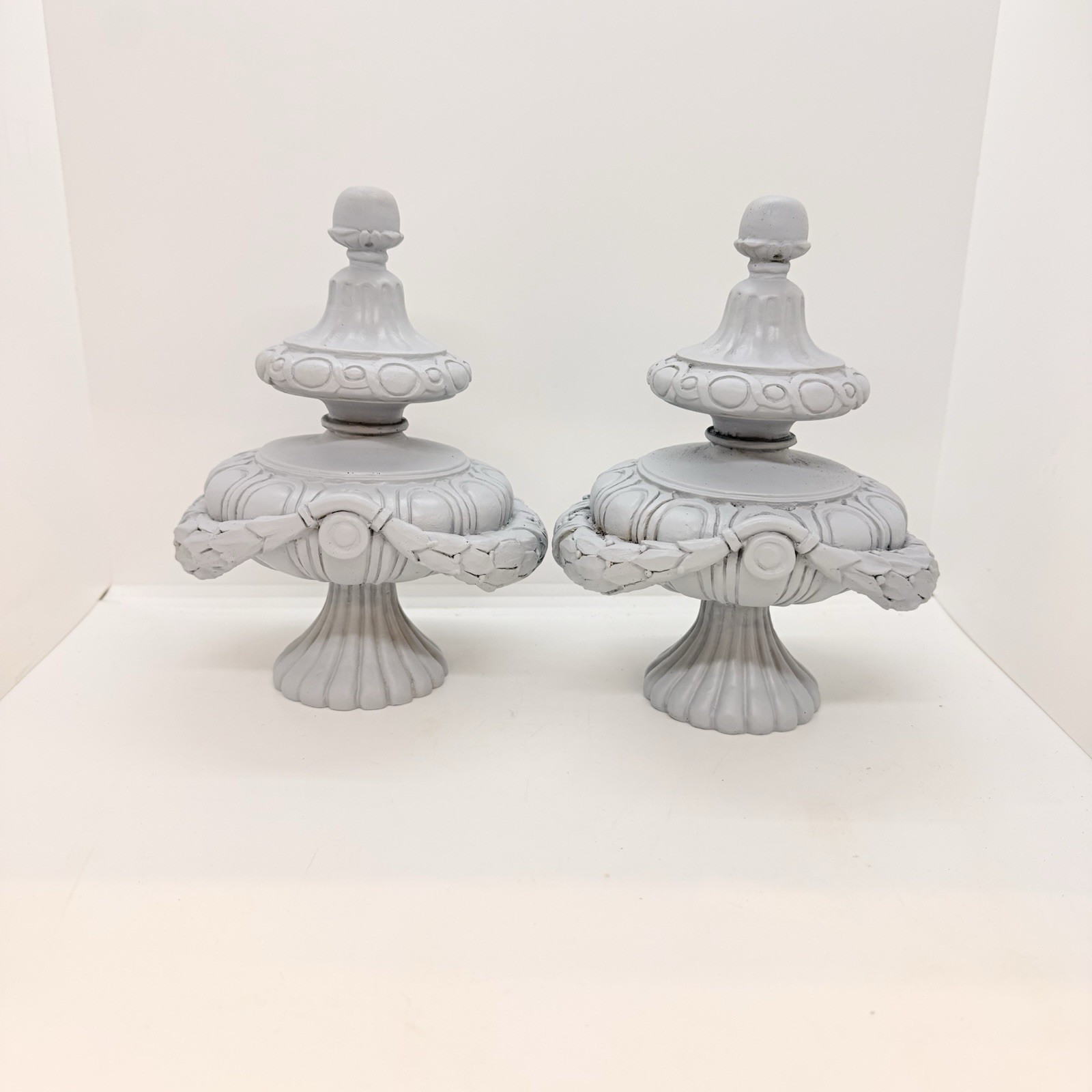 Lg Fancy Two Tiered Curtain Rod Finials 7 Inch 2.75” Ready To Paint