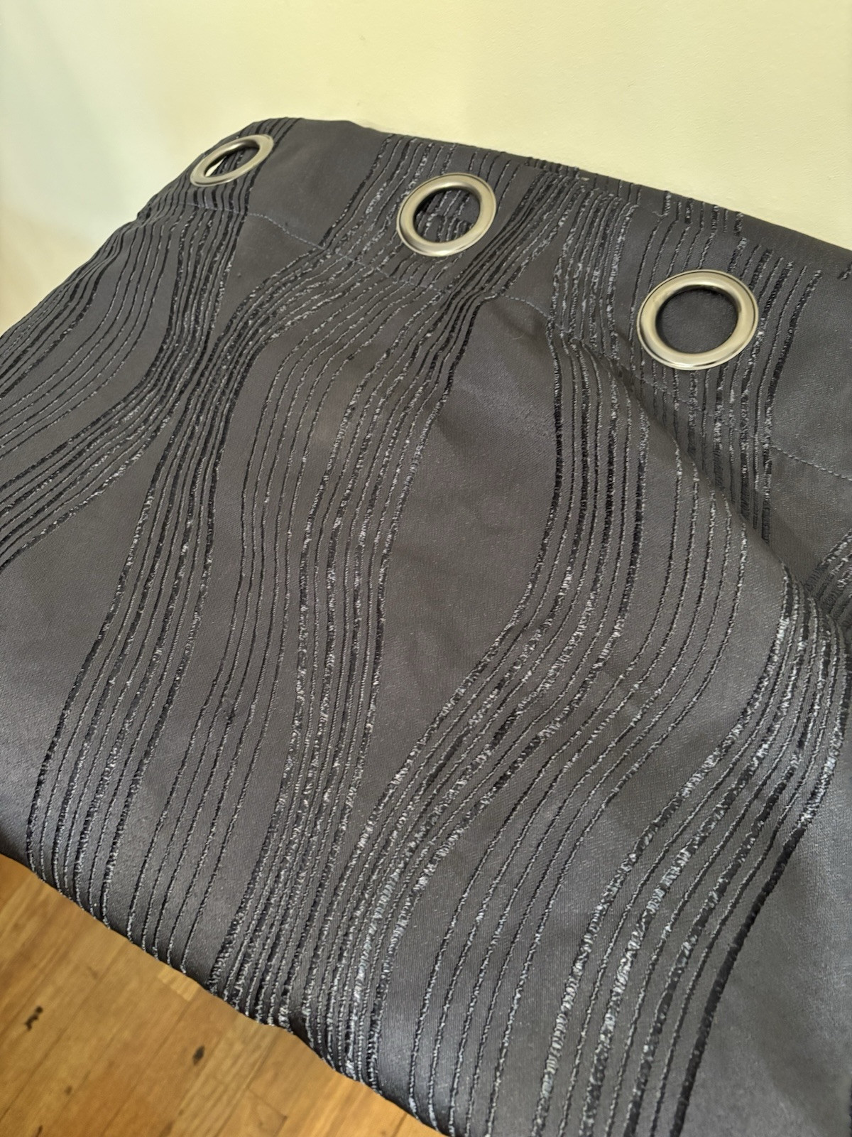 Black and Silver Drapes/ Curtains for Living Room (4 Total)