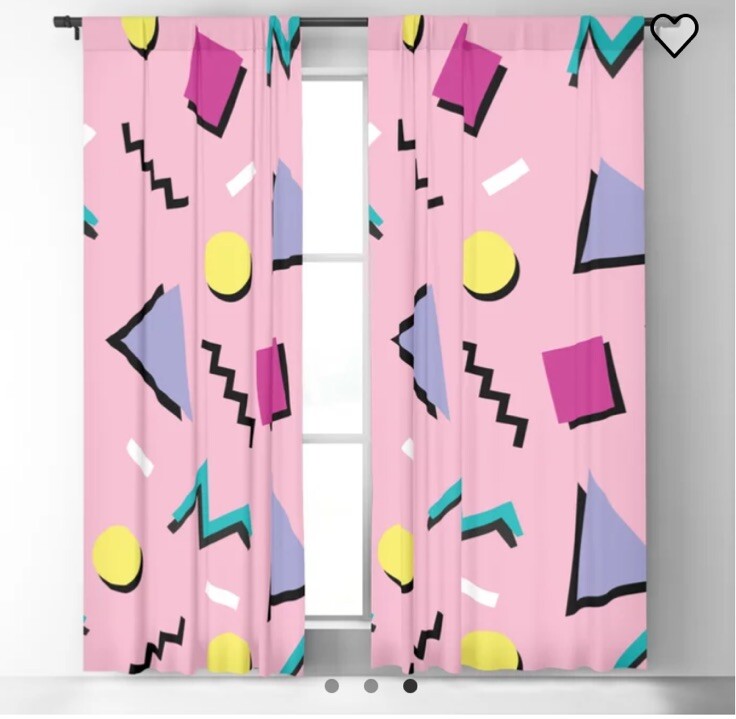 Society6 1980’s Blackout Curtains Pair 2 Retro Studio Memphis Waves Fabric 80s