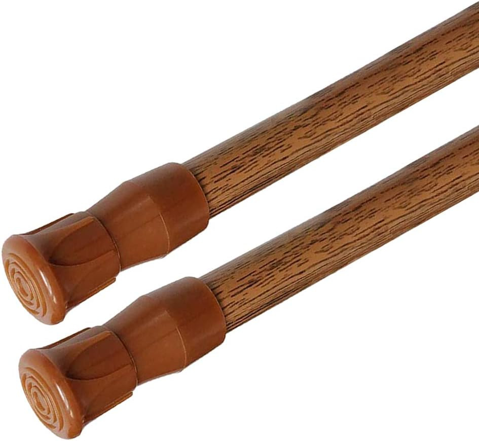 AIZESI Spring Tension Curtain Rods Short Tension Rod (Wood, 16″ to 28″-2Pcs, Opt