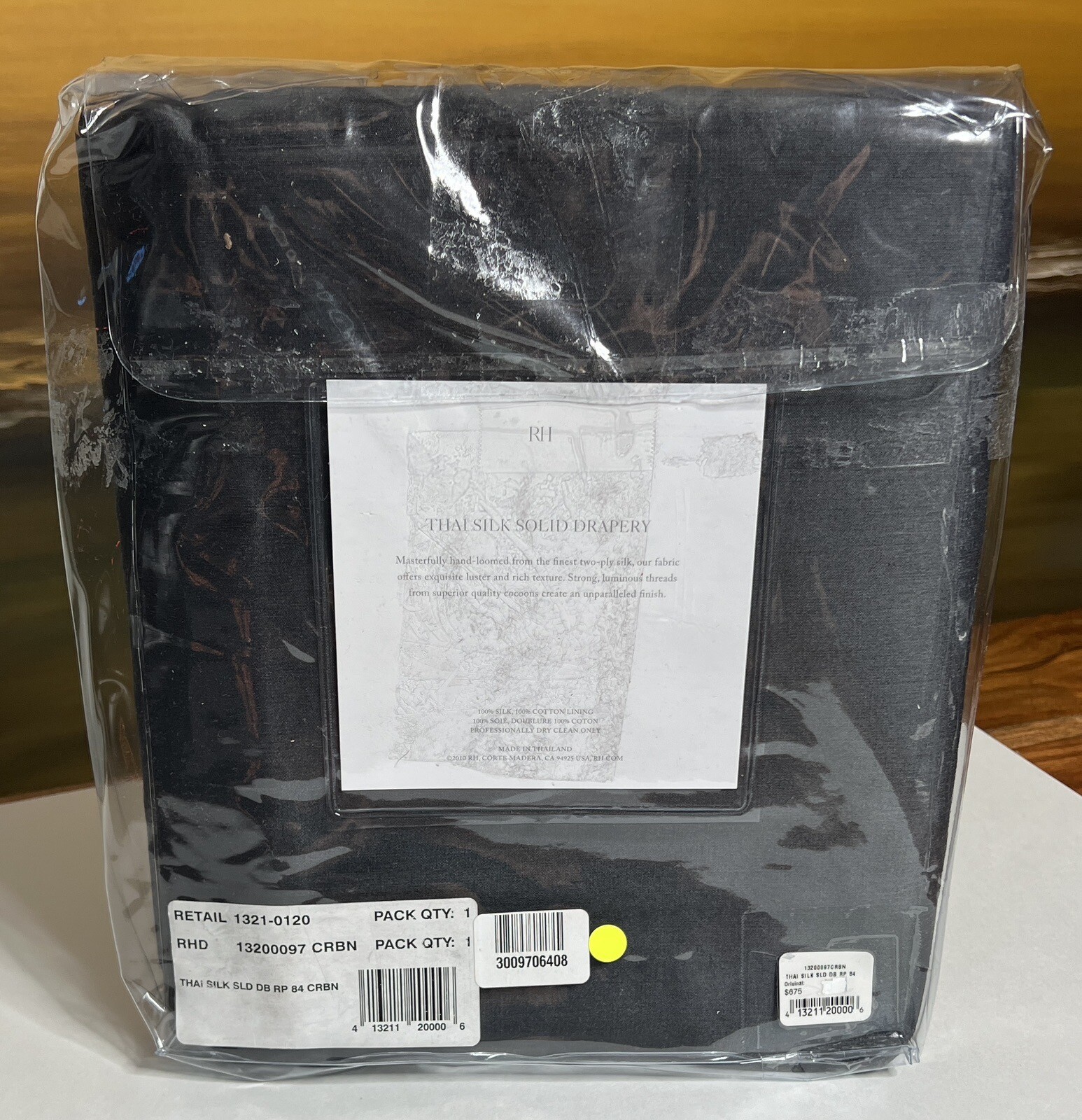 Restoration Hardware Thai Silk Solid Drapery RP 100″W x 84″L Carbon NEW $765